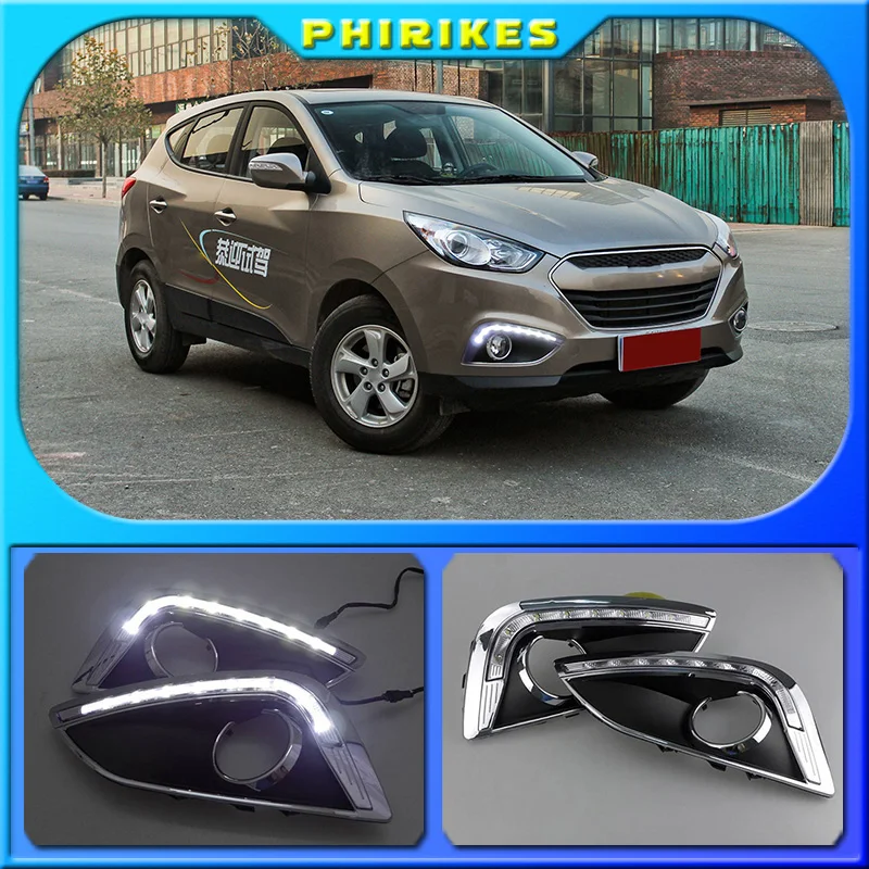 For Hyundai IX35 2010-2013 Daytime Running Light With Fog Lamp Hole SNCN Super Brightness Waterproof ABS Car DRL LED