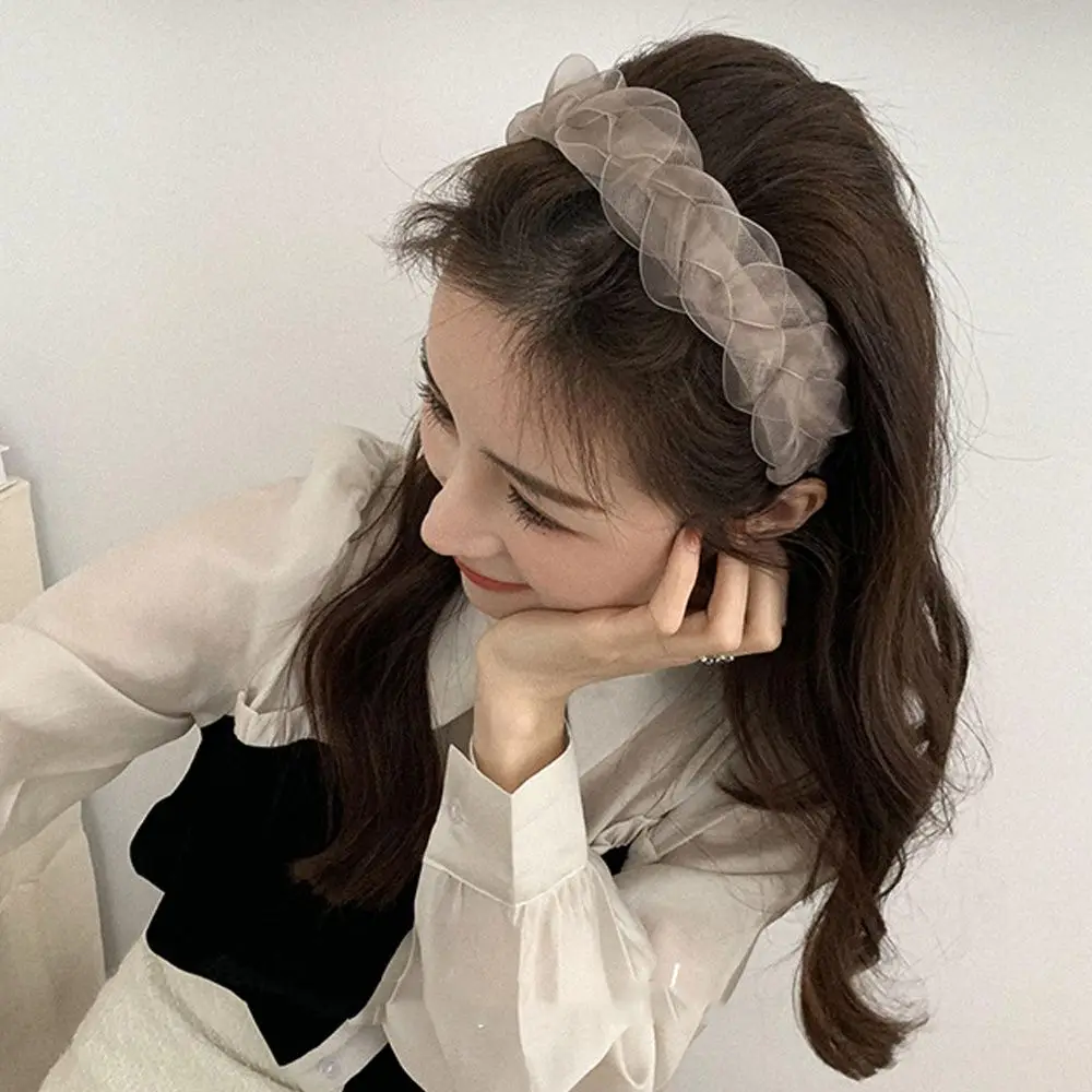 

Korean Style Girls Women Wide Band Headwear Scrunchie Headbands Lace Head Band Hair Hoop