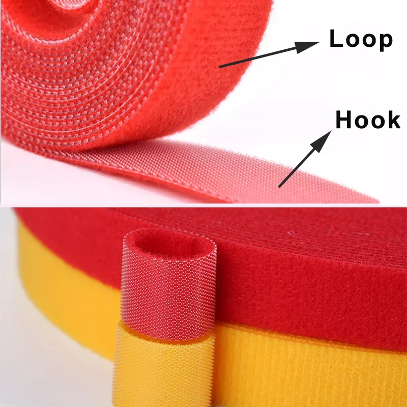 Cable ties 5Meter/Roll Reusable Fastening Tape Cable Ties 10/15/20/25/30/50mm Double Side Hook and Loop Straps Cable Wire Management Tape