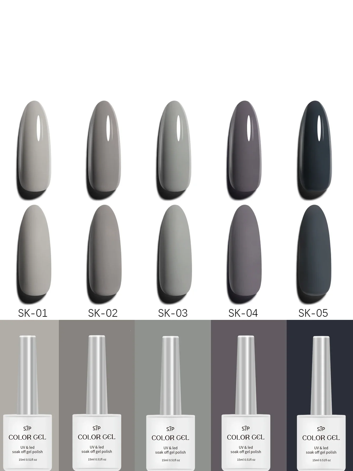 1/5 grey Nail Gel Polish Set DIY Nail Art  Decoration Soak Off UV Gel Long Lasting Manicure Painting Gel Vernis Kits