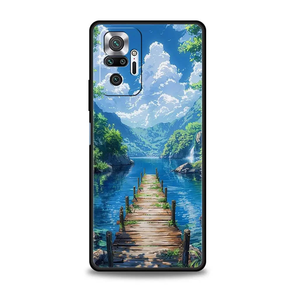 Landscape Art Black Phone Case – Stylish Protective Cover