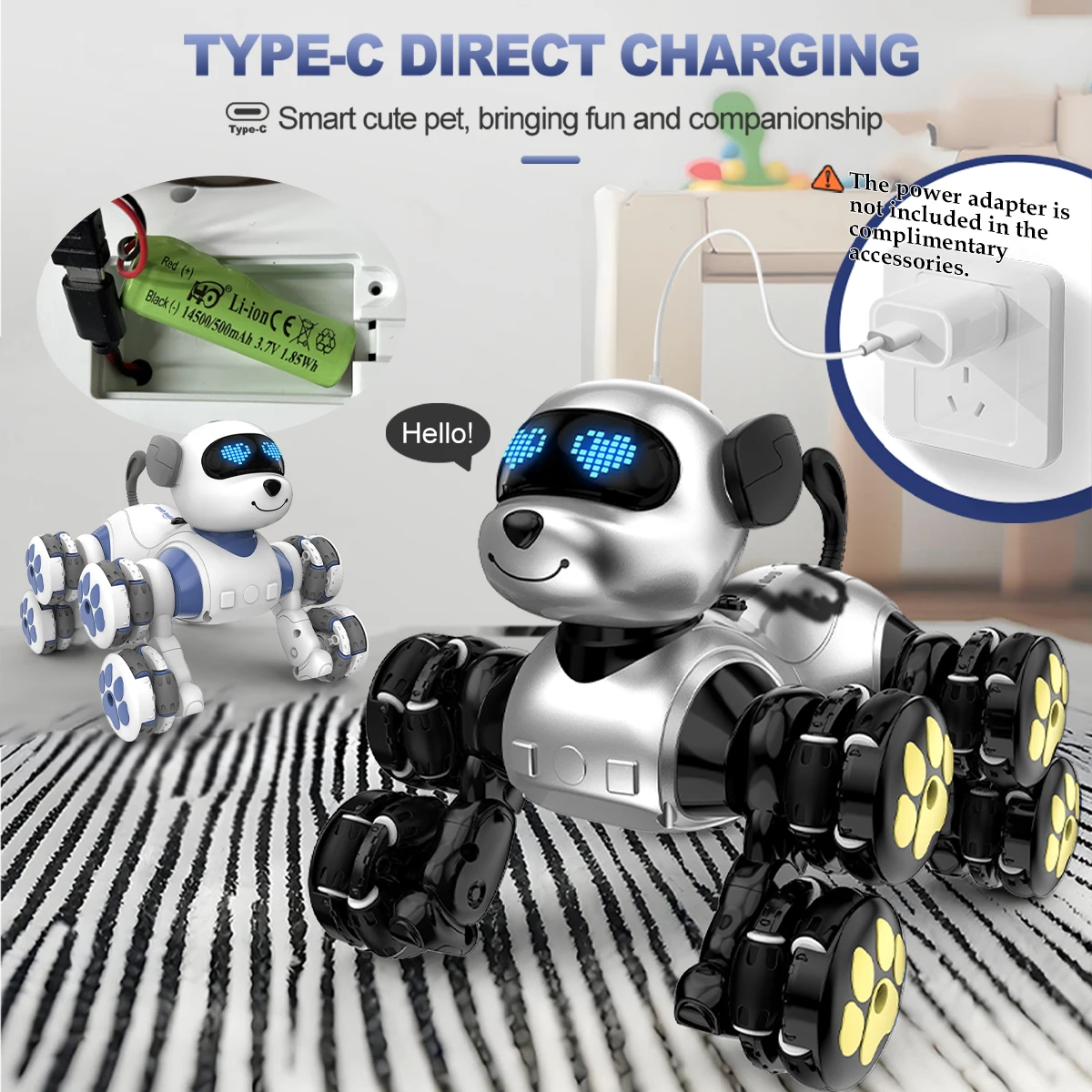 Remote Control Dog Toys Eight Wheeled Stunt Intelligent Robot Dog Interactive Electronic Pet Programming Model Gifts for Kids