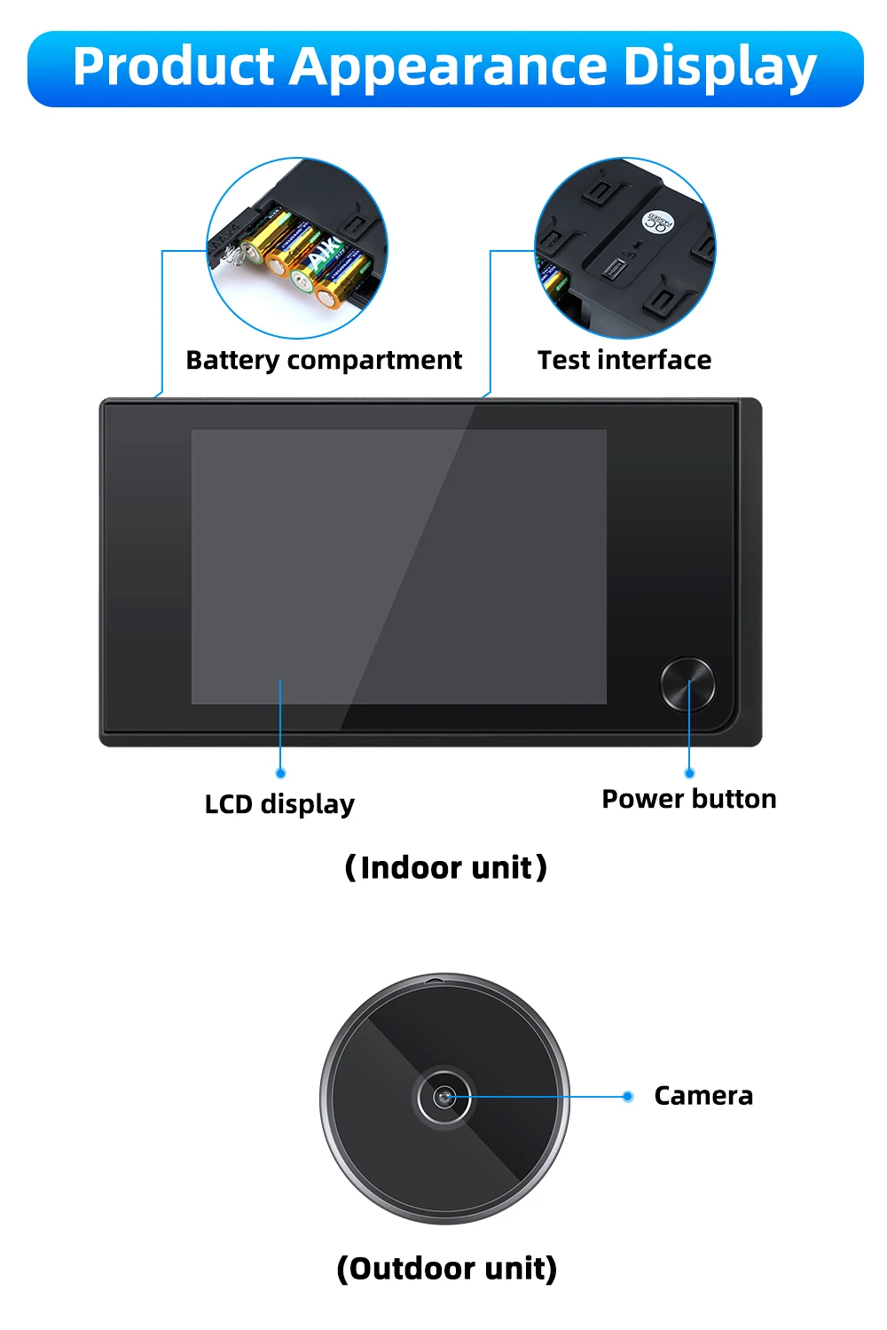 Videoportero de 120 Grados con Visor de 3.5 Pulgadas, Cámara de Seguridad Digital para el Hogar, Ojo de Gato, Monitor Ex