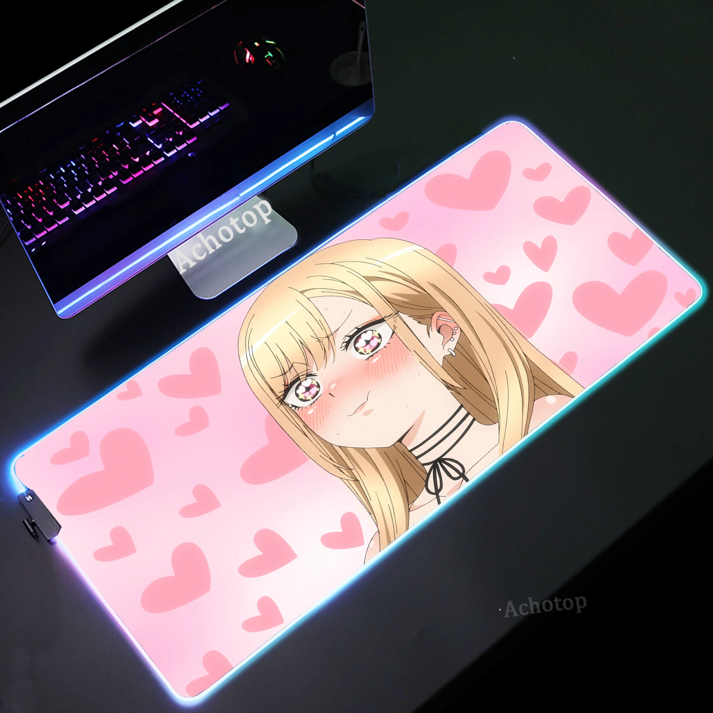 

Computer Mouse Pad RGB Gaming Accessories Mousepad Keyboard Pads My Dress-Up Large Table Rubber Mouse Mat LED Luminous Deskmat