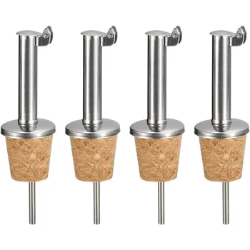 Stainless Steel Bottle Pourers Auto Flip Olive Oil Spout, Cork Design Wine Bottle Stoppers, for Pours Liquid, Olive Oil, Wine 1