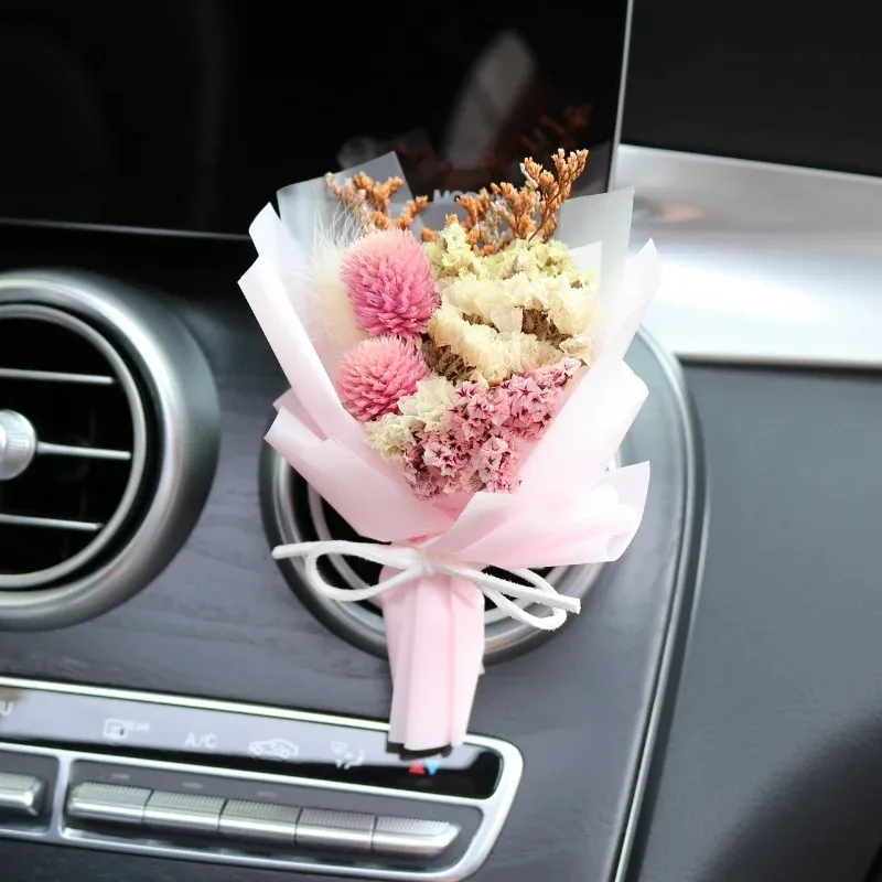 Mini Rose Bouquet Car Air Vent Clip Creative Flowers Mini Bouquet Car  Perfume Air Freshener Gypsophila Carnation Ornament - AliExpress