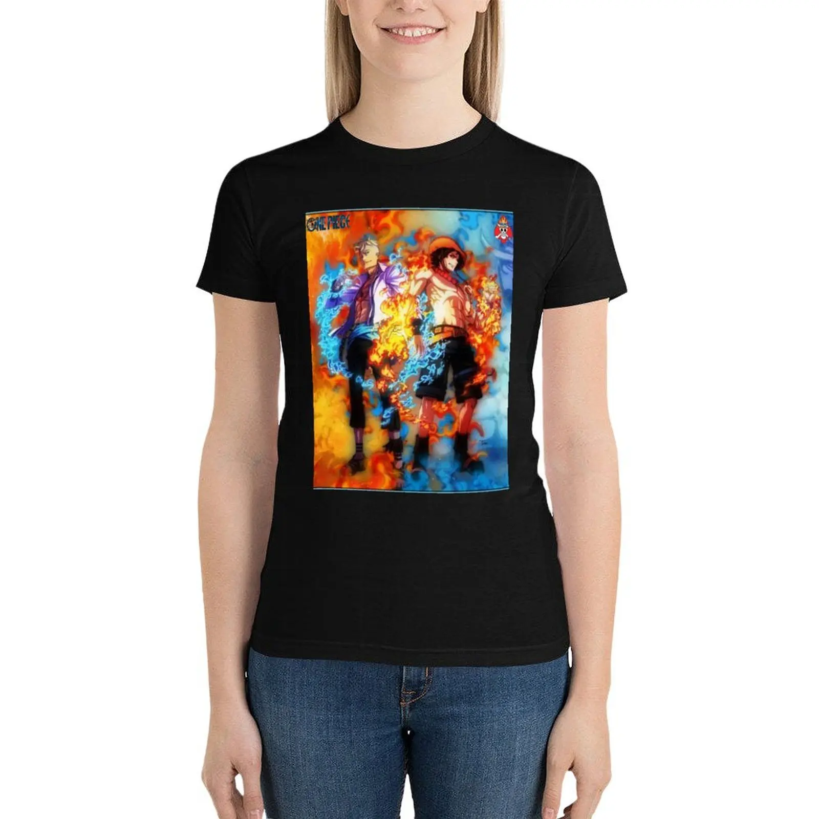 ACE X MARCO T-Shirt anime clothes korean fashion kawaii clothes tight shirts for Women