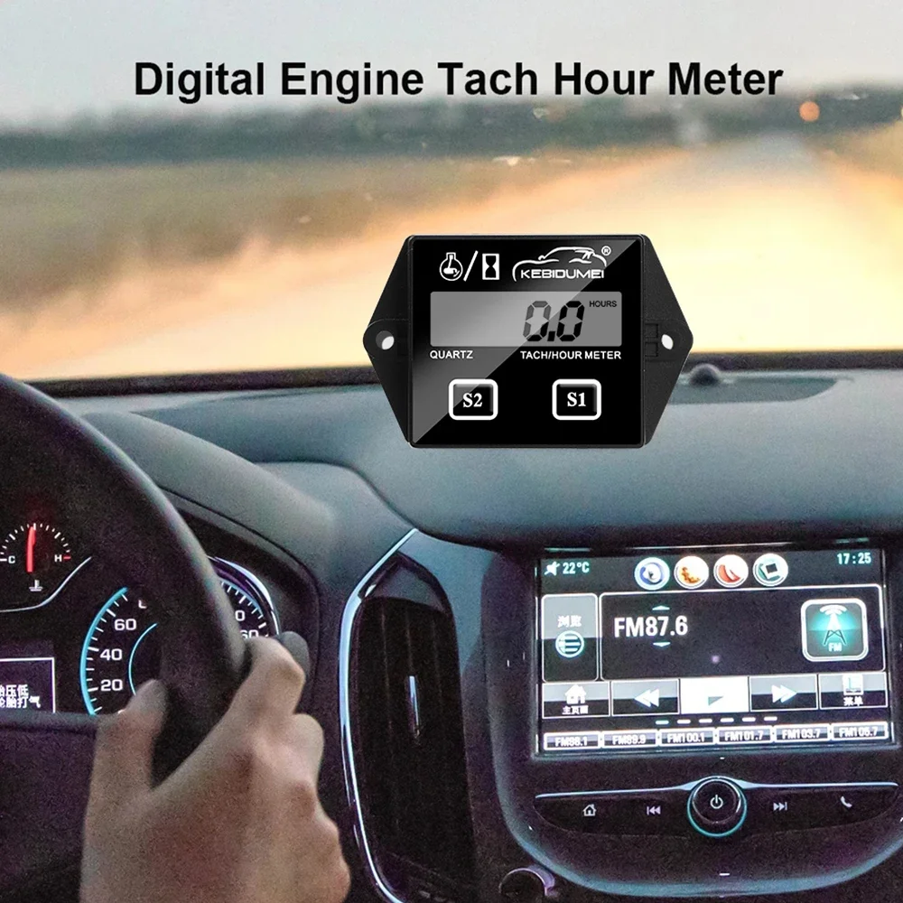 Engine Tachometer Kebidumei Digital Engine RPM Gauge Tach Hour Meter Tachometer Inductive for Gasoline Motorcycle Marine chainsaw pit bike Boat