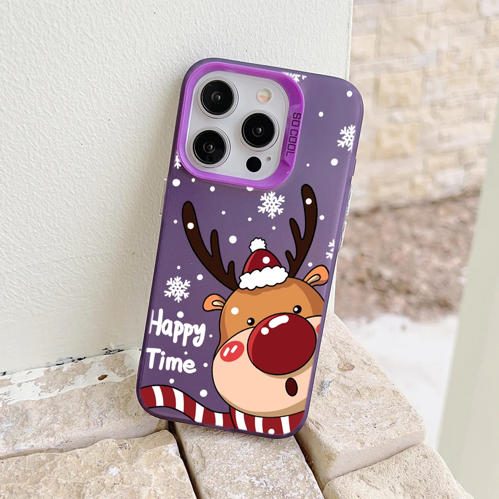 Festive Christmas Elk & Santa Claus Matte Phone Case Cover