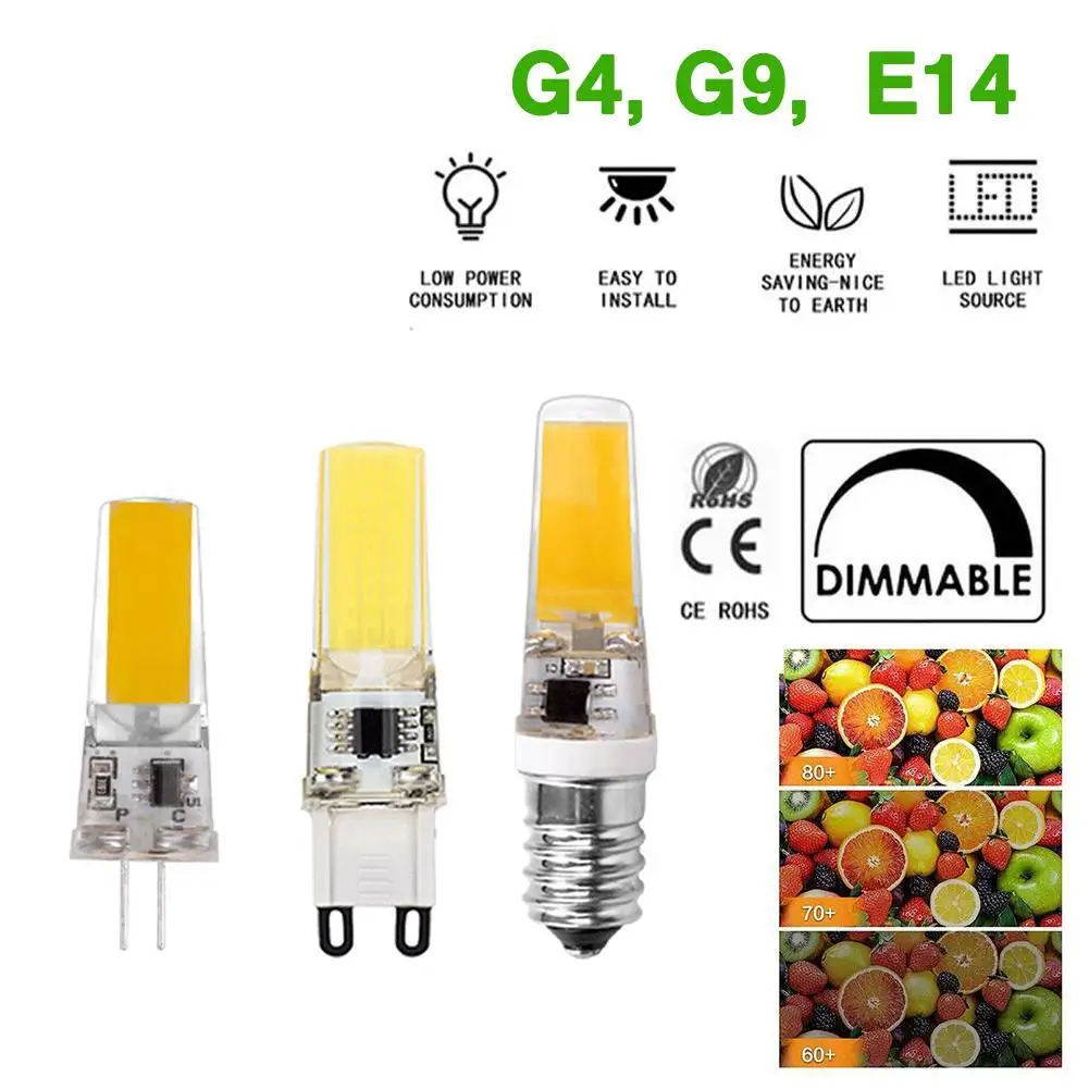 

Сверхъяркая лампа для замены G4, G9, E14, COB, 5 Вт, 9 Вт, 220 В