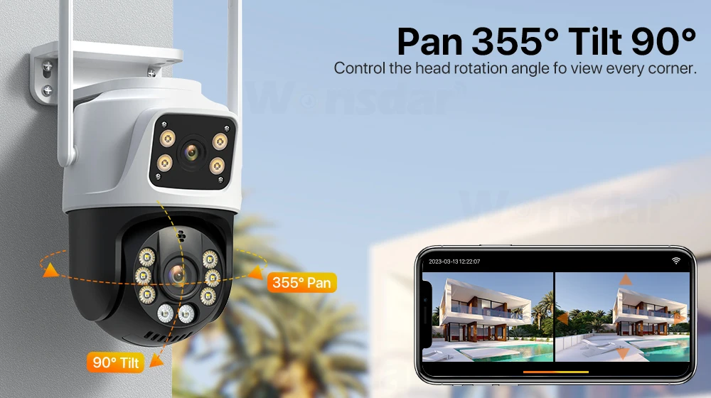 ZILNK PTZ Caméra IP 5MP Dôme sans fil extérieur, Surveillance vidéo en  plein air avec une caméra de sécurité Super HD 1920P, 2843