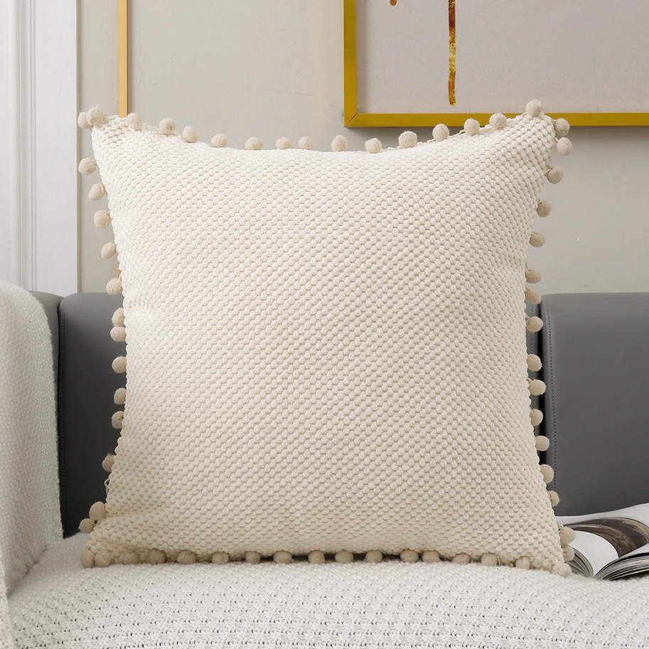 Corduroy Pompom Cushion Cover 45x45 30x50 Decorative High Quality Pillows for Living Room Home Decor Velvet Pillow Case |