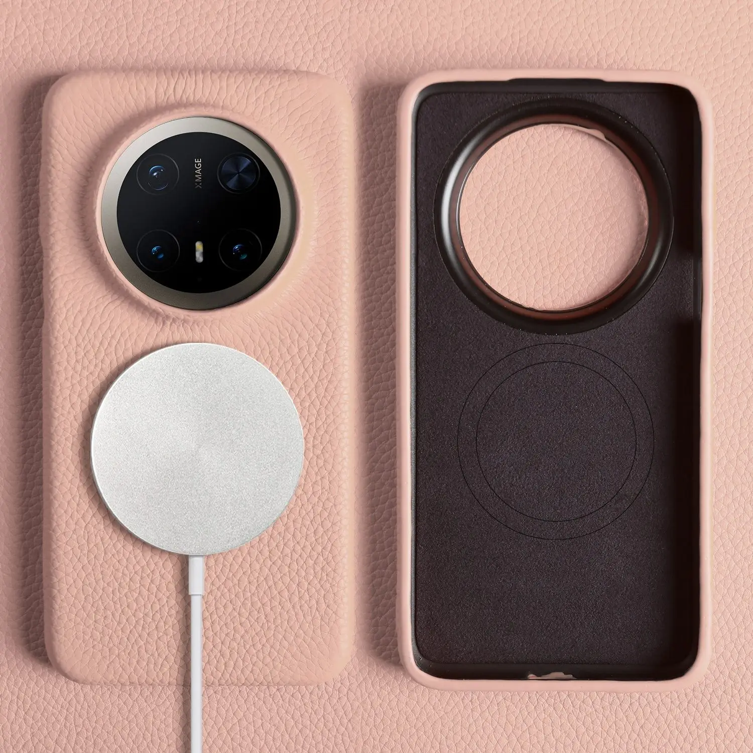 Magnetic Luxury Genuine Leather Wireless Charging Shockproof Case