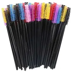 50-Pack Disposable Crystal Eyelash Brush and Comb Set - Professional Makeup Beauty Tool (50pcs black mix)