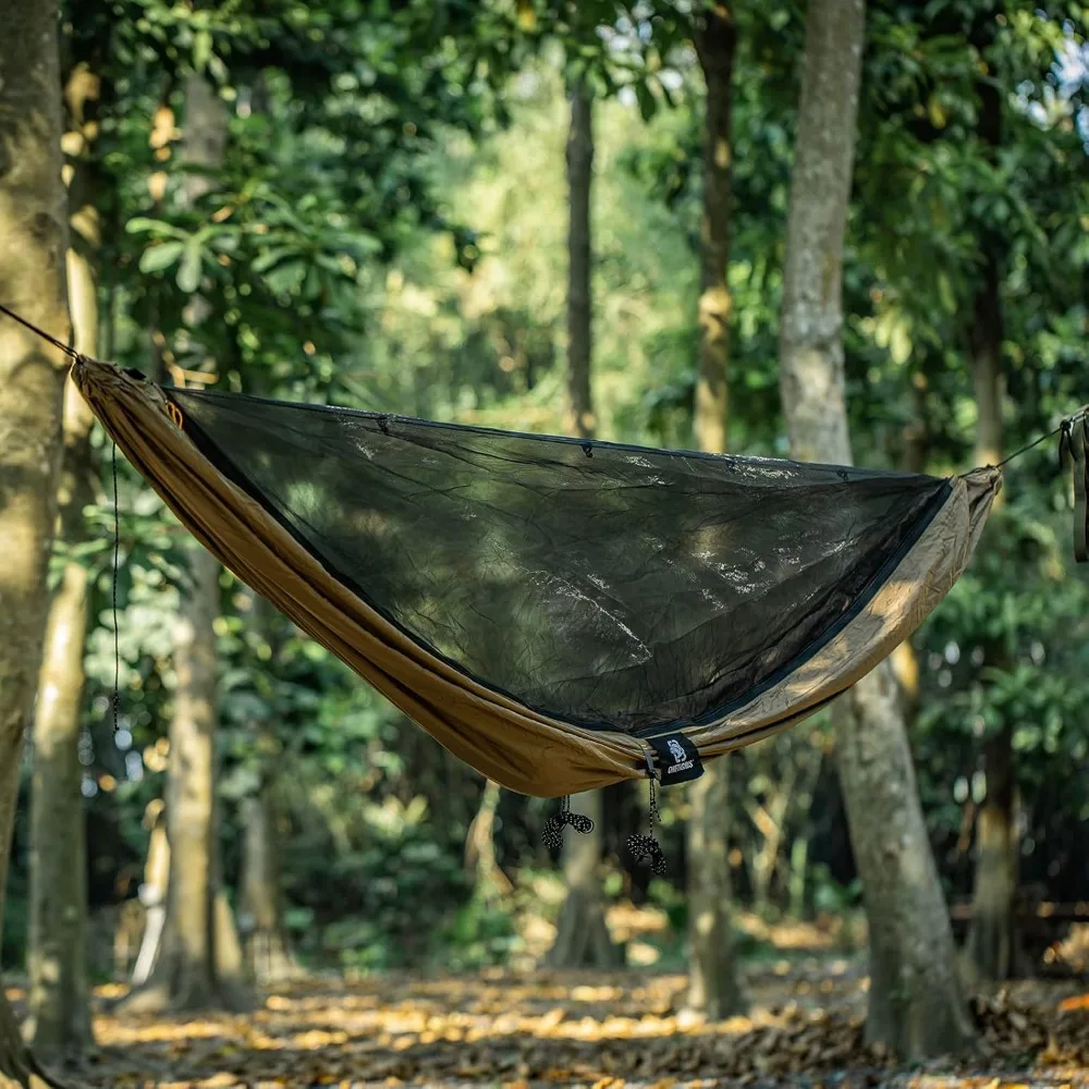 Camping Hammock with Net, Lightweight Portable，with Warm Internal Cover & Tree Friendly Straps，Hammocks 6