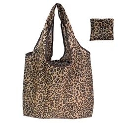 Eco-Friendly Foldable Tote Bag | Reusable Large-Capacity Grocery and Shopping Bag (Leopard)