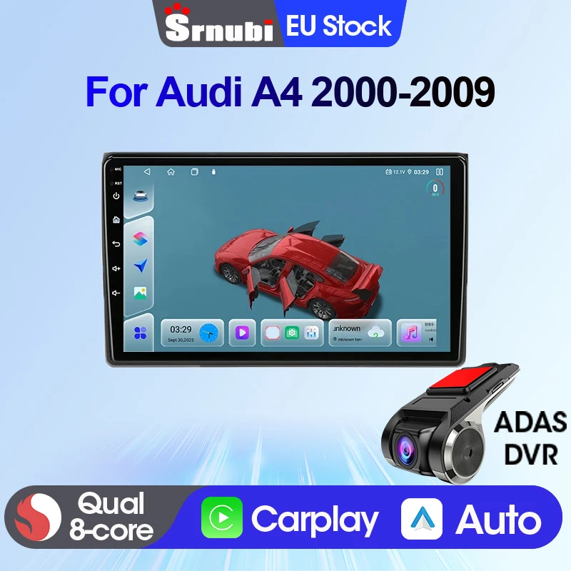 Radio de coche Srnubi 2 Din Carplay Auto Android para Audi A4 2000-2009 S4 B6 B7 RS4 Seat Exeo, reproductor Multimedia, unidad principal estéreo, GPS 1