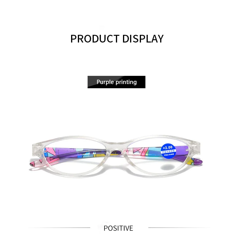 1PC Neue Mode Frauen Lesebrille Passenden Beutel Ultra Licht Harz Druck Blume Vergrößerungs Brillen Vision Care – Detail 12