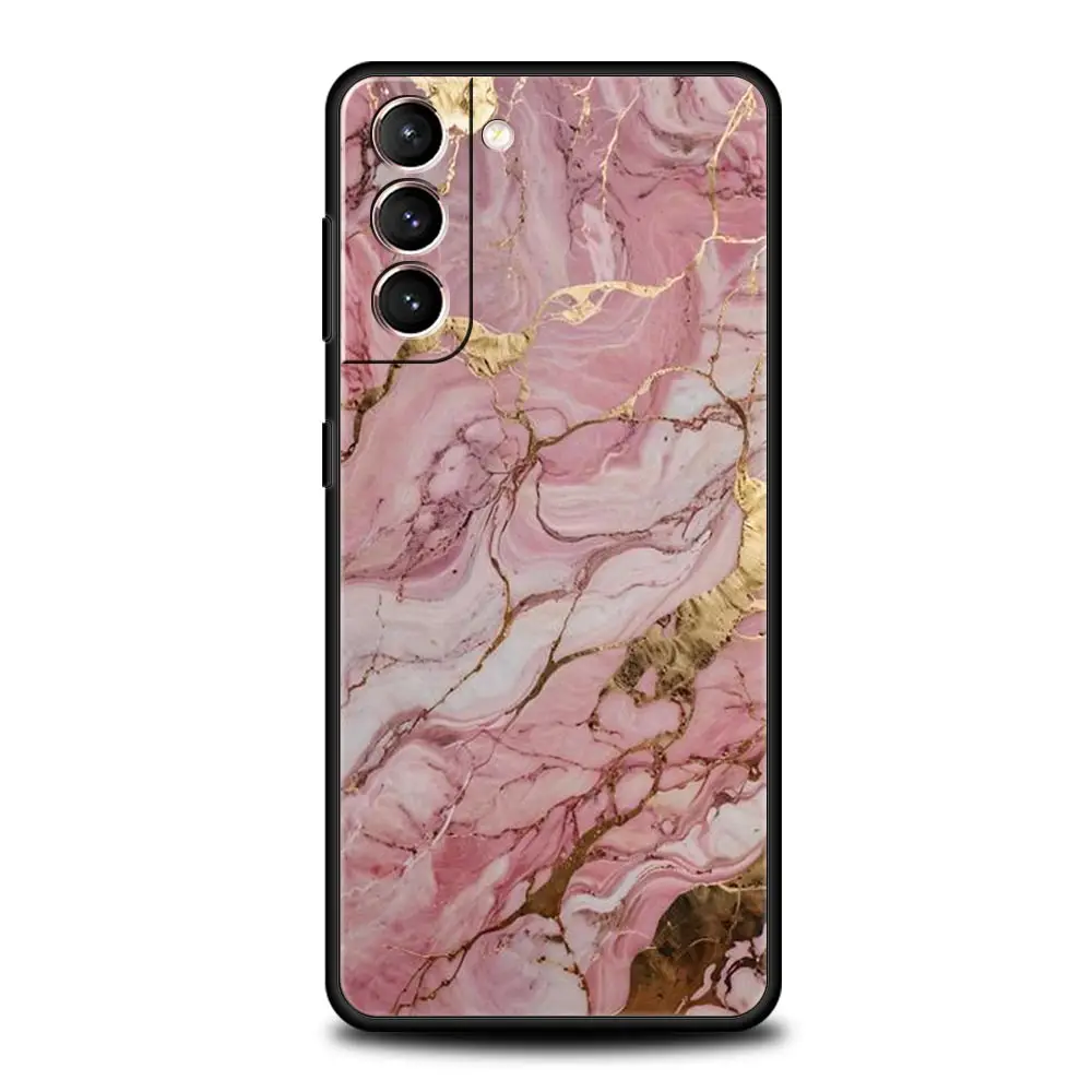 Elegant Gold Pink Marble Phone Case - Soft TPU Cover