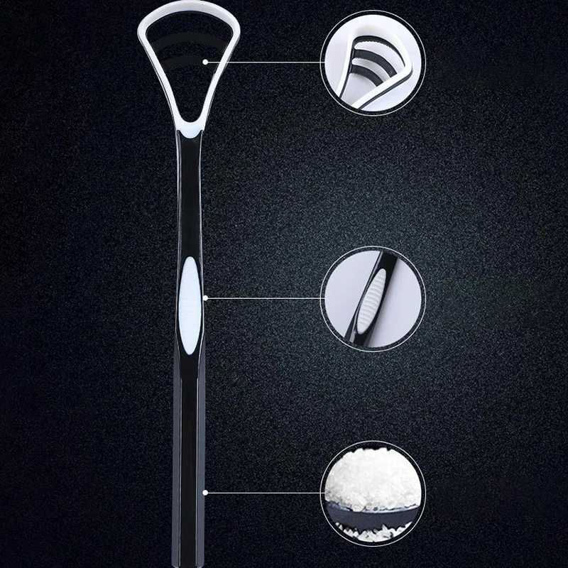 Dual-Use Oral Hygiene Cleaning Brush and Tongue Scraper