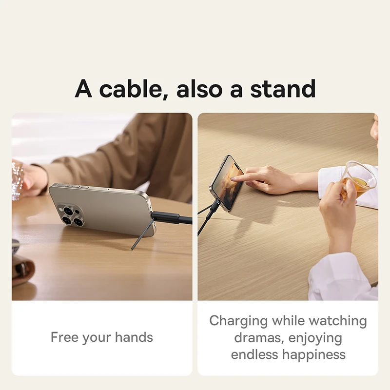Baseus 100W USB C Cable With Phone Stand For iPhone 15 Fast Charging Cable For Macbook iPad Xiaomi POCO Realme Type C to Type C