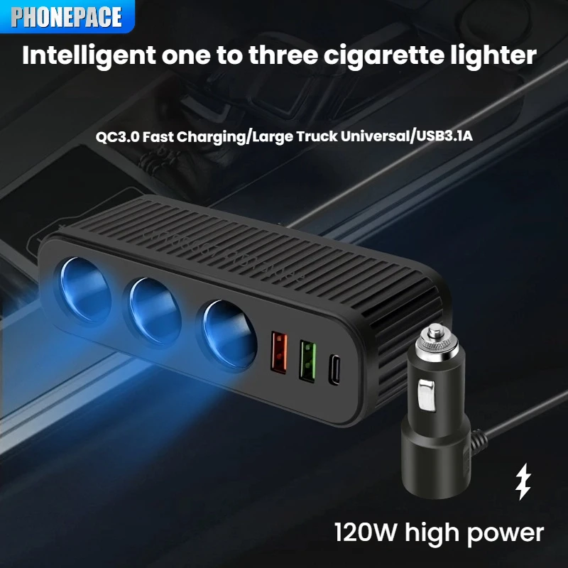 Car Cigarette Lighter Adapter 4-Socket Charger