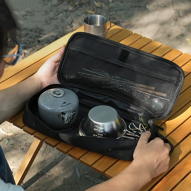 Outdoor Kitchenware Storage Bag, With Removable Drain Net Liner, Camping Tableware Storage Bag