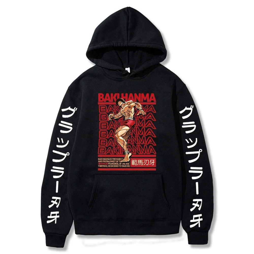 

Baki the Grappler Hoodies Vintage Anime Print Unisex Sweatshirt Baki Hanma Graphic Autumn Winter Streetwear Man/Woman Hoody