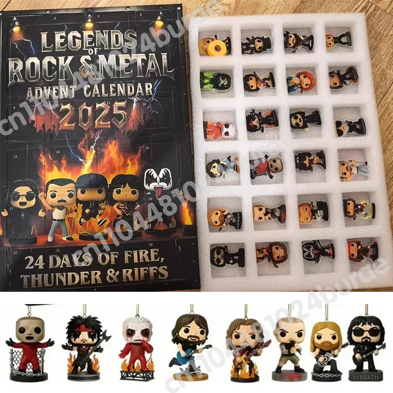 2D Flat Rock and Metal Christmas Advent Calendar Acrylic Iconic Music Character Collection Suitable Christmas Gifts