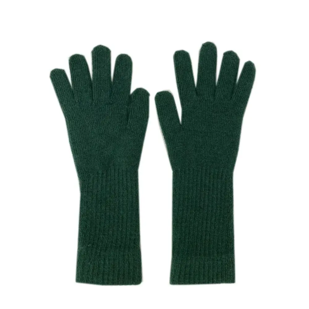 Striped Thermal Knitted Gloves Rabbit Fur Cold Resistant Knitted Gloves Windproof Thickened Split Finger Long Gloves