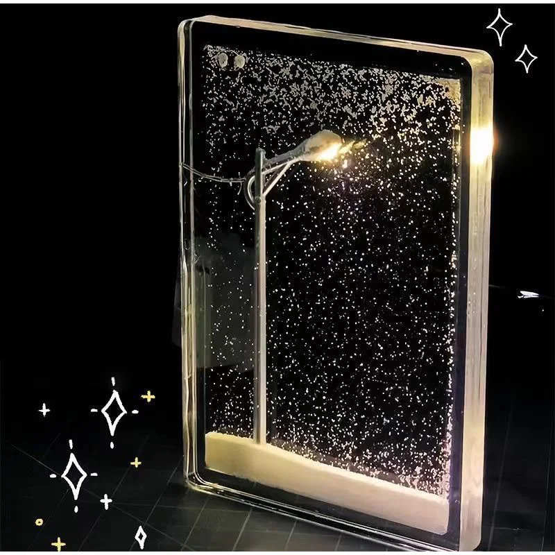 Snow scene night light Handmade snow scene night light ornament Christmas light-up kit Snowy night light toys Arts and crafts decor For kids adults