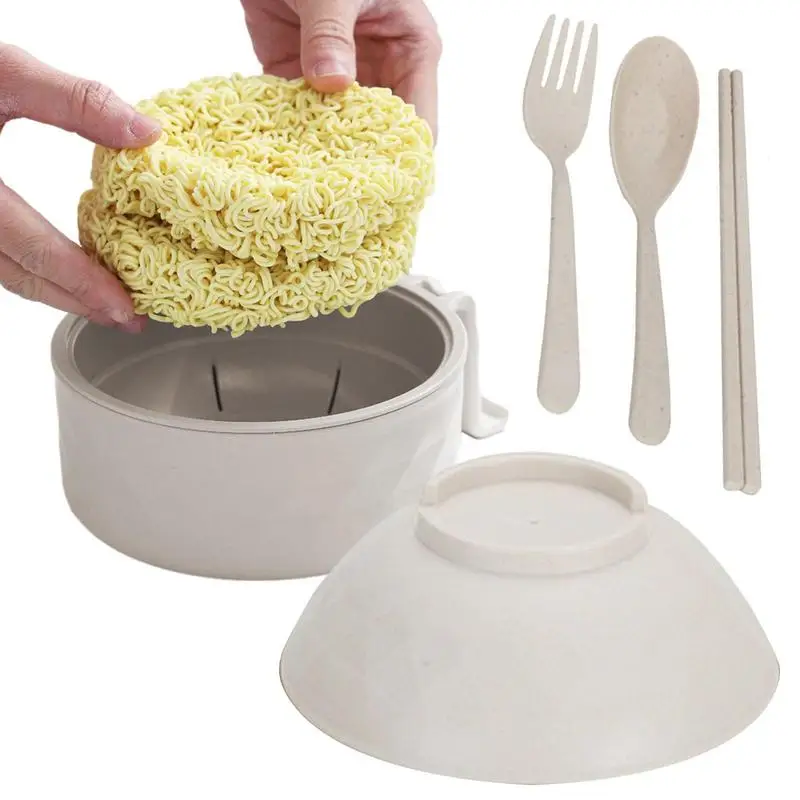 

Instant Noodles Bowl Fruit Salad Rice Soup Bowl With Handle Multifunctional Student Dormitory For Eating Kitchen Accessories