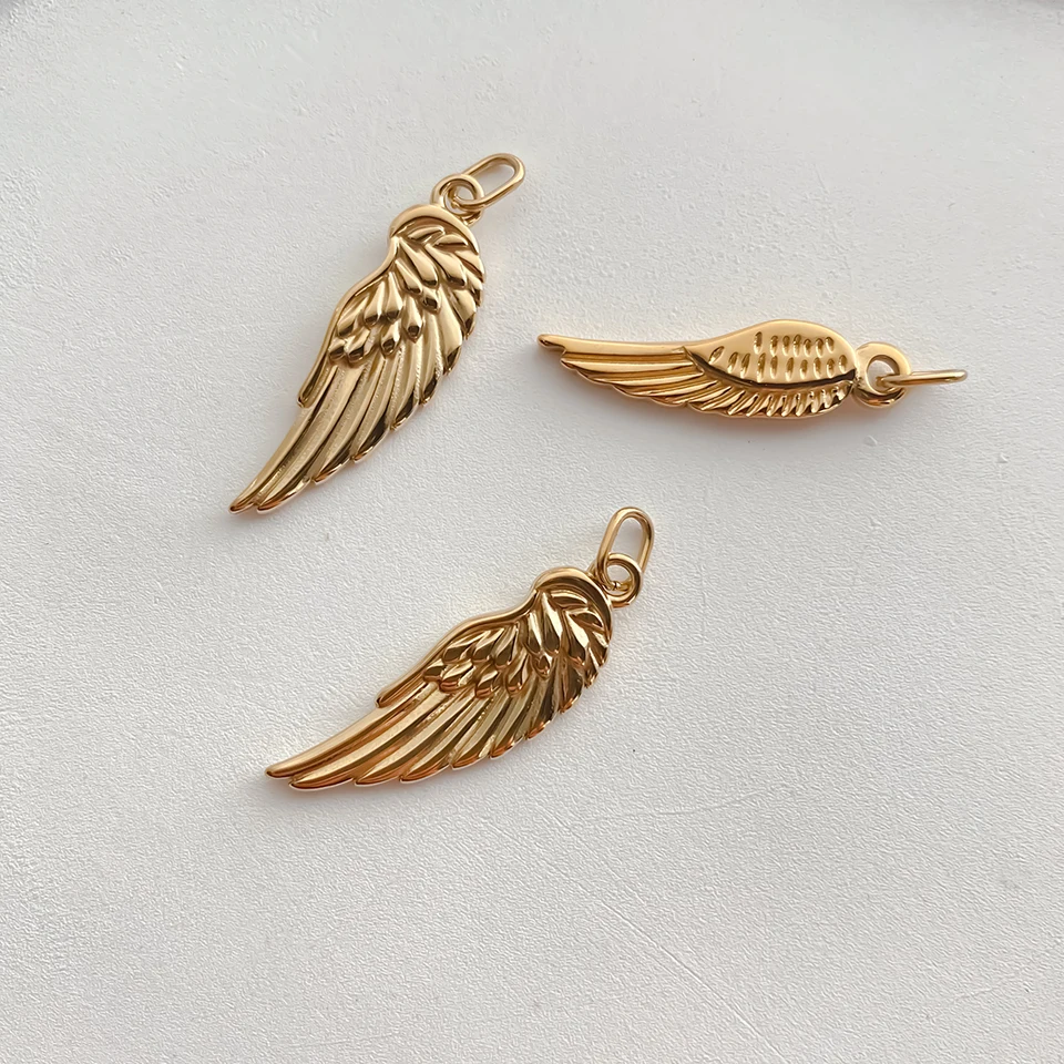 Charms für Schmuck Edelstahl Charms Flügel Federn DIY Anhänger DIY Halskette Charms Schmuckherstellung Schlüsselanhänger Herstellung Zubehör – Detail 8