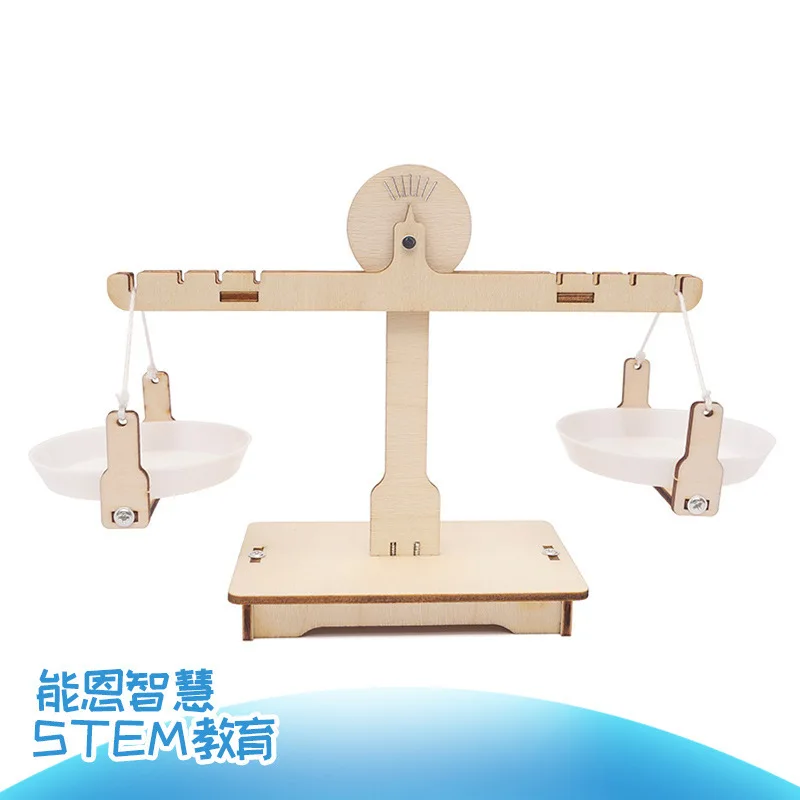 

DIY Experiment STEM Toy Wood Scale Material Kit Wooden Technology Puzzle Balancing Game Weight Cognition STEAM Toys School Aids