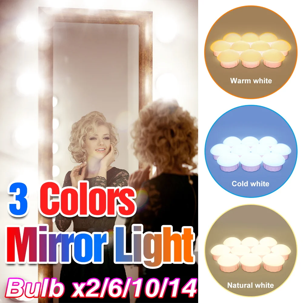 LED Makeup Mirror Light Bathroom Dressing Table Lamp USB Vanity Light For Bedroom Decoration Touch Dimmable LED Mirror Wall Lamp