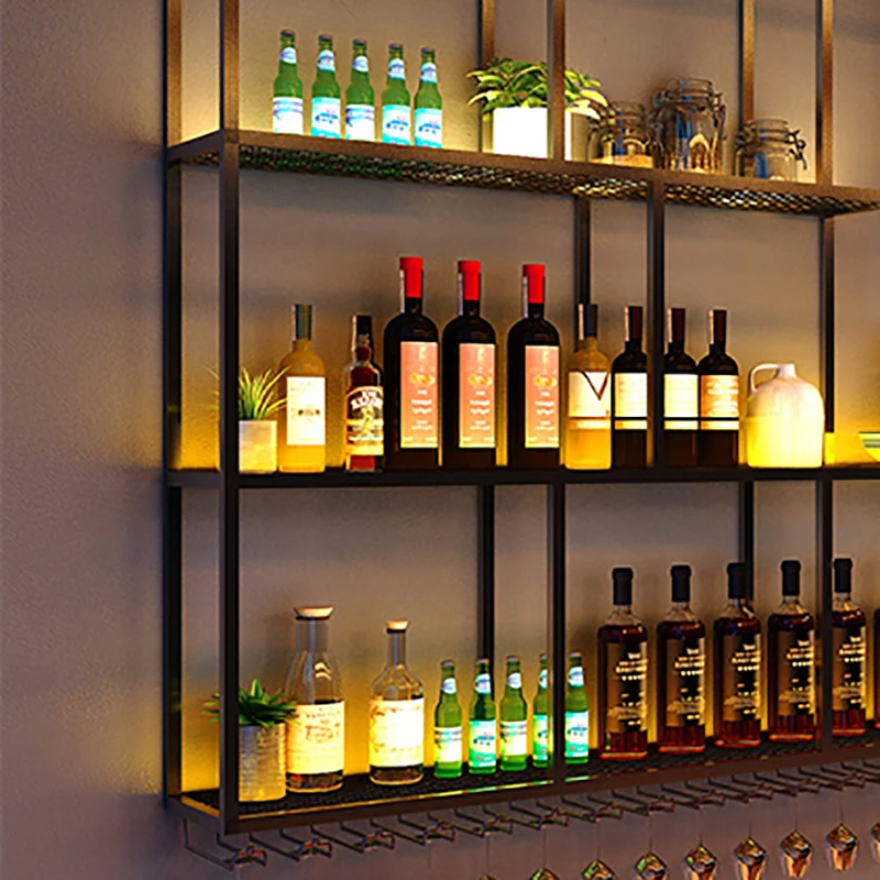 Metal Club Bar Cabinets Wall Mounted Shelf Unique Industrial Wine Cabinets Retail Cellar Armario Para Vinos Hotel Furnitures