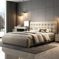 Lit de camping pliable de luxe 150x200cm, cadre de lit super king size, ensemble complet de meubles de chambre à coucher modernes pour adultes, style nordique pour la maison 2