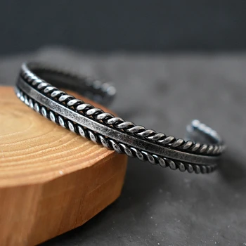 Bracciale in acciaio inossidabile color argento antico