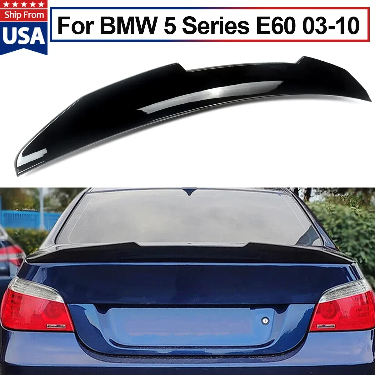 Spoiler Per Bagagliaio Stile Psm Per Bmw Serie 5 E60 2004-2010 Nero Lucido