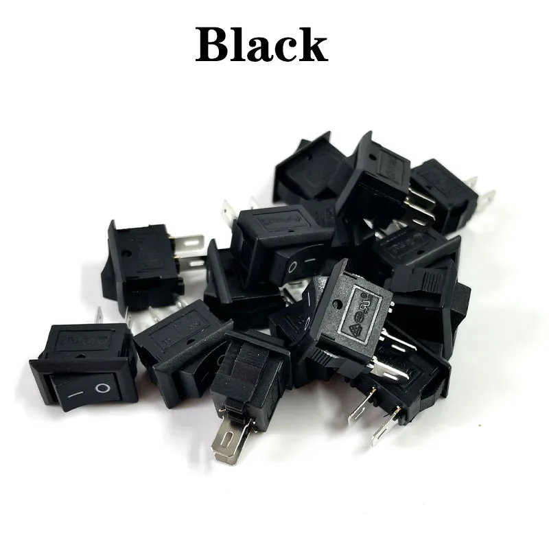 15pcs Mini Rocker Switch SPST Black and Red Snap in Switches Button AC 250V 3A / 125V 6A 2 Pin I/O 10*15mm On-off Switch Rocker light switch with remote Wall Switches