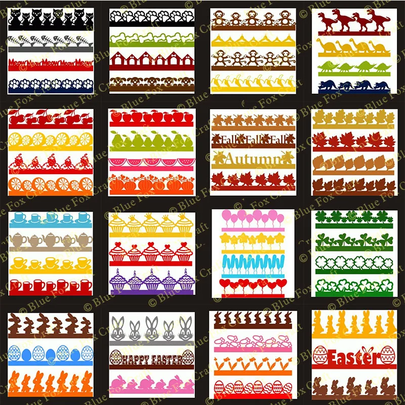 New Animal Fruit Easter Ice Cream Coffee Balloon Rabbit Cat Monkey Dog Bone Border Metal Cutting Mold Scrap Book Stamp/Photo Alb