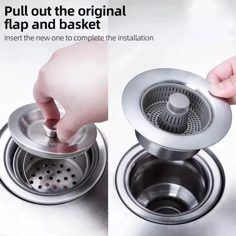 Kitchen Filter Sink 3 In 1 Pop Up ABS Silver Plated Sink Strainer Drain Basket Stopping Blockage Bouncing Core Leak-proof Plug sink filter kitchen sink filter sink strainer kitchen sink strainer