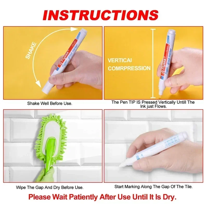 Tile Pen Permanent Wall Grout Restorer Pens White Repair Marker Grout Tile Pen Restorer Renew Repair Wall Floor