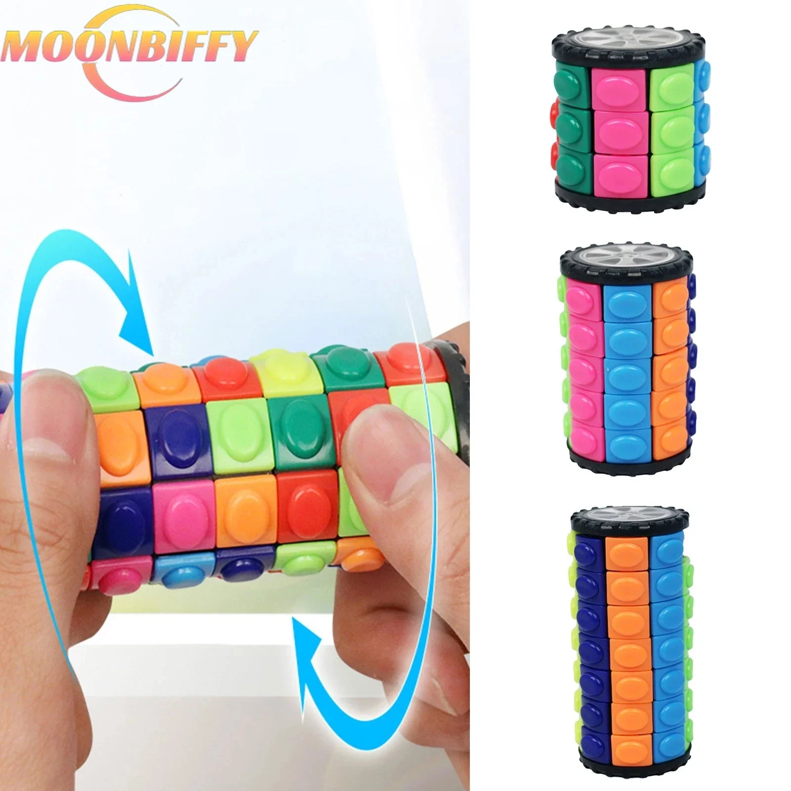 

3D Rotate Slide Cylinder Magic Cube Colorful Babylon Tower Stress Relief Cube Kid Puzzle Toys For Children Adults Charmingly toy