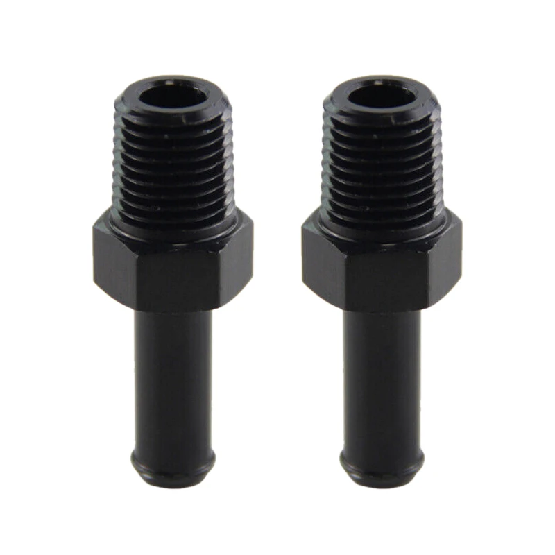 2pcs Aluminum Alloy AN6 1/4" NPT 13.6mm Male To 3/8" 9mm Hose Barb Straight Adapter Fitting Black New High Quality