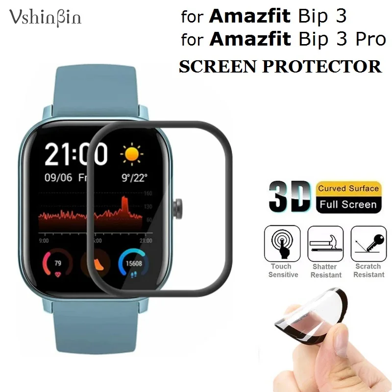 

100PCS 3D Soft Screen Protector for Amazfit BIP 3 Pro Smart Watch Full Cover Scratch-proof Protective Film for Amazfit BIP3
