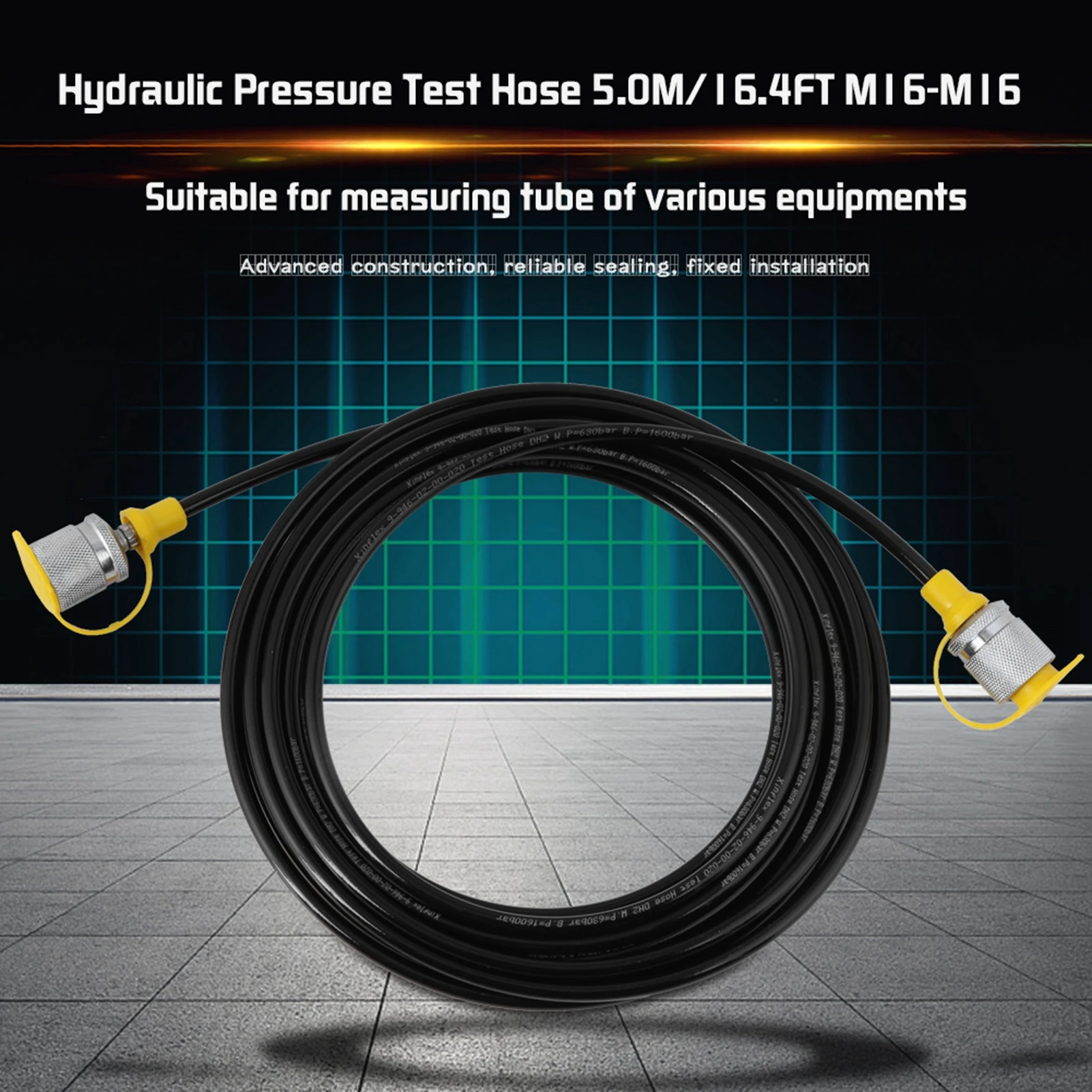M16 64MPa Hydraulic Test Hose Hydraulic Pressure Test Hose 5.0M/16.4FT Female Liquid