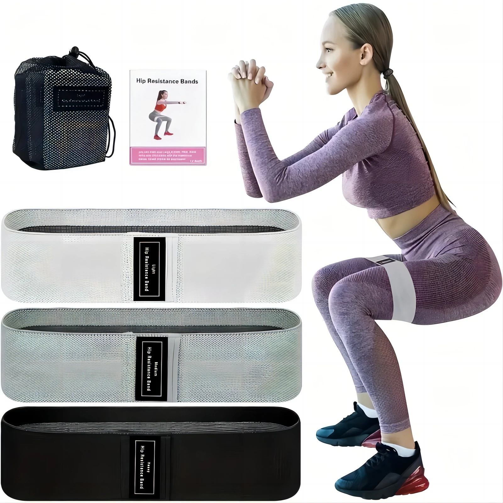 Women Hip Strength Training Fabric Booty Exercise Bands Home Bandas Elastica Fitness Hip Circle Anti Slip Resistance Bands fitness resistance band fitness accessories