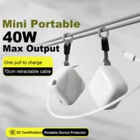 40W Fast Charging Protable 10000mAh PowerBank Gallium Nitride With 70cm Retractable Type-C Cable for iPhone 17 16 Xiaomi Huawei - Image 2