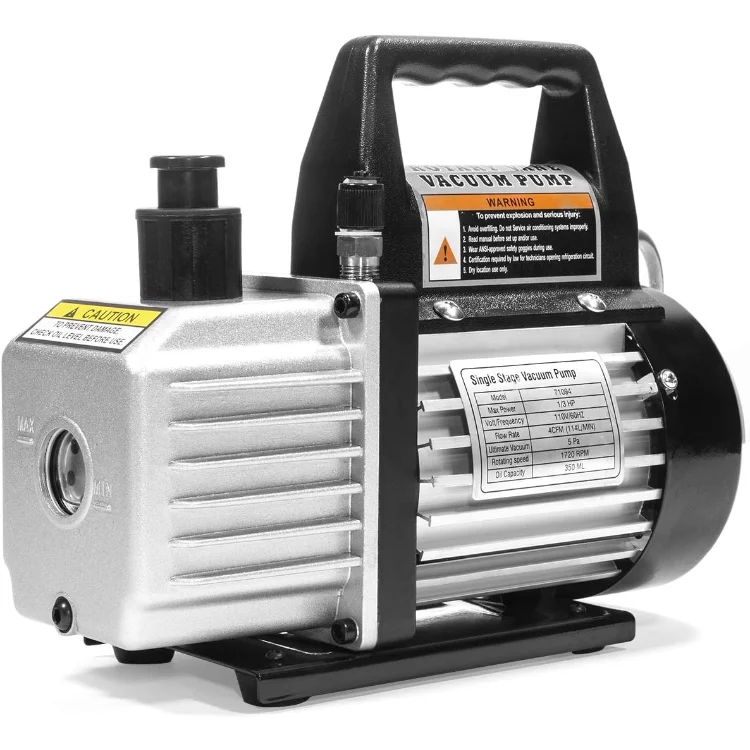 Premium 4CFM Air Vacuum Pump HVAC A/C Refrigeration Kit AC Manifold Gauge Case Set R134a Tap w/Leak Detector and C 5